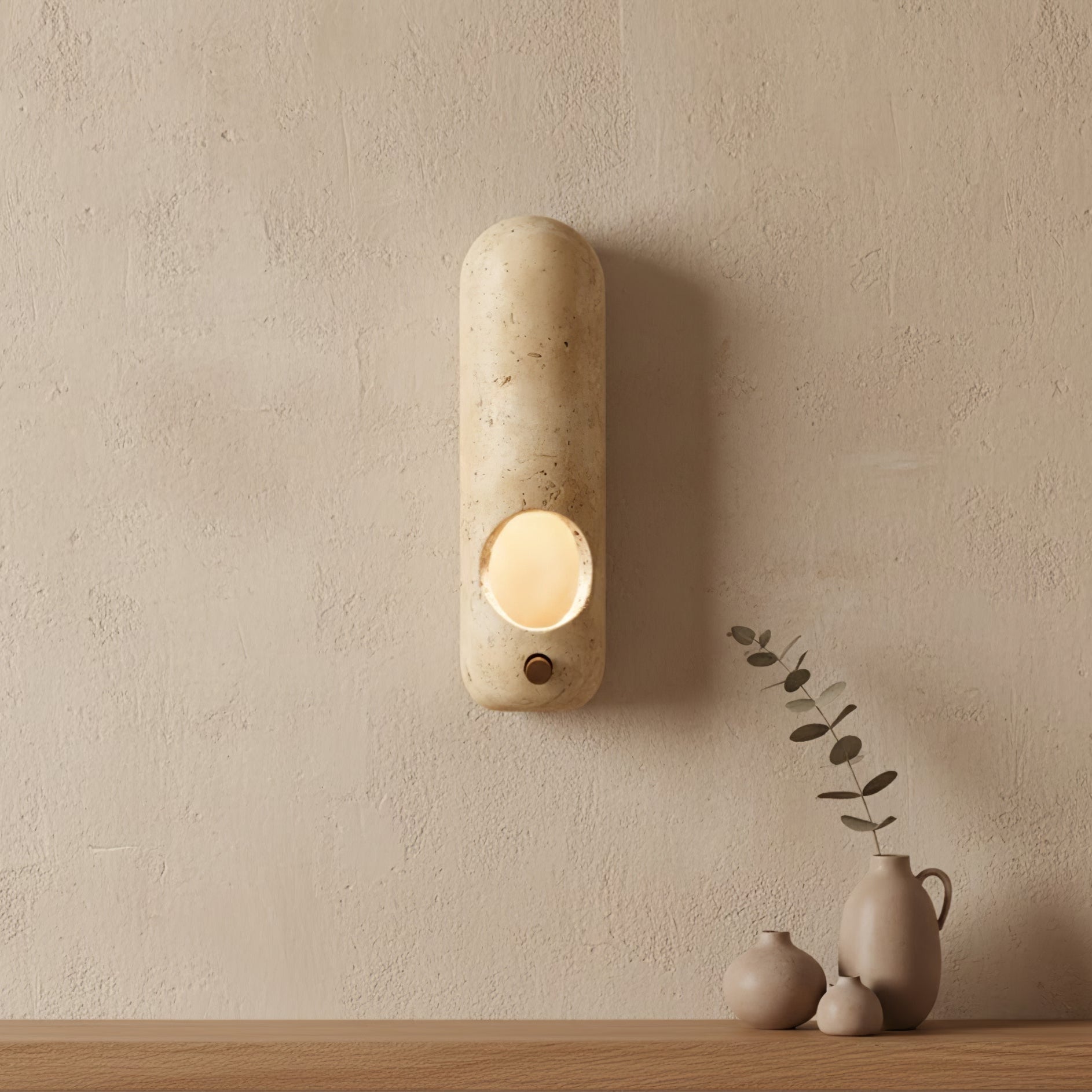 Travertine Oval Wall Sconce-Neutral Decor