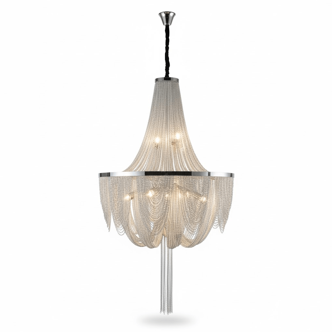 Silver Chain Tassel Chandelier-Neutral Decor
