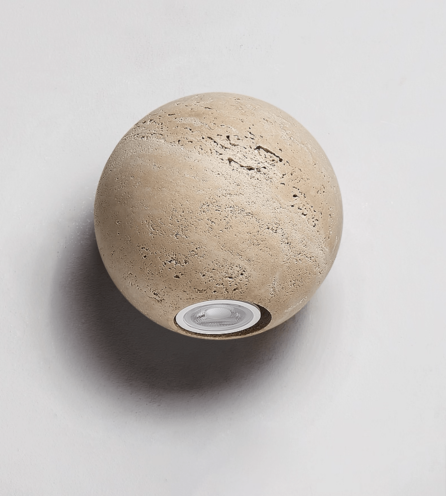 Travertine Globe Wall Sconce-Neutral Decor