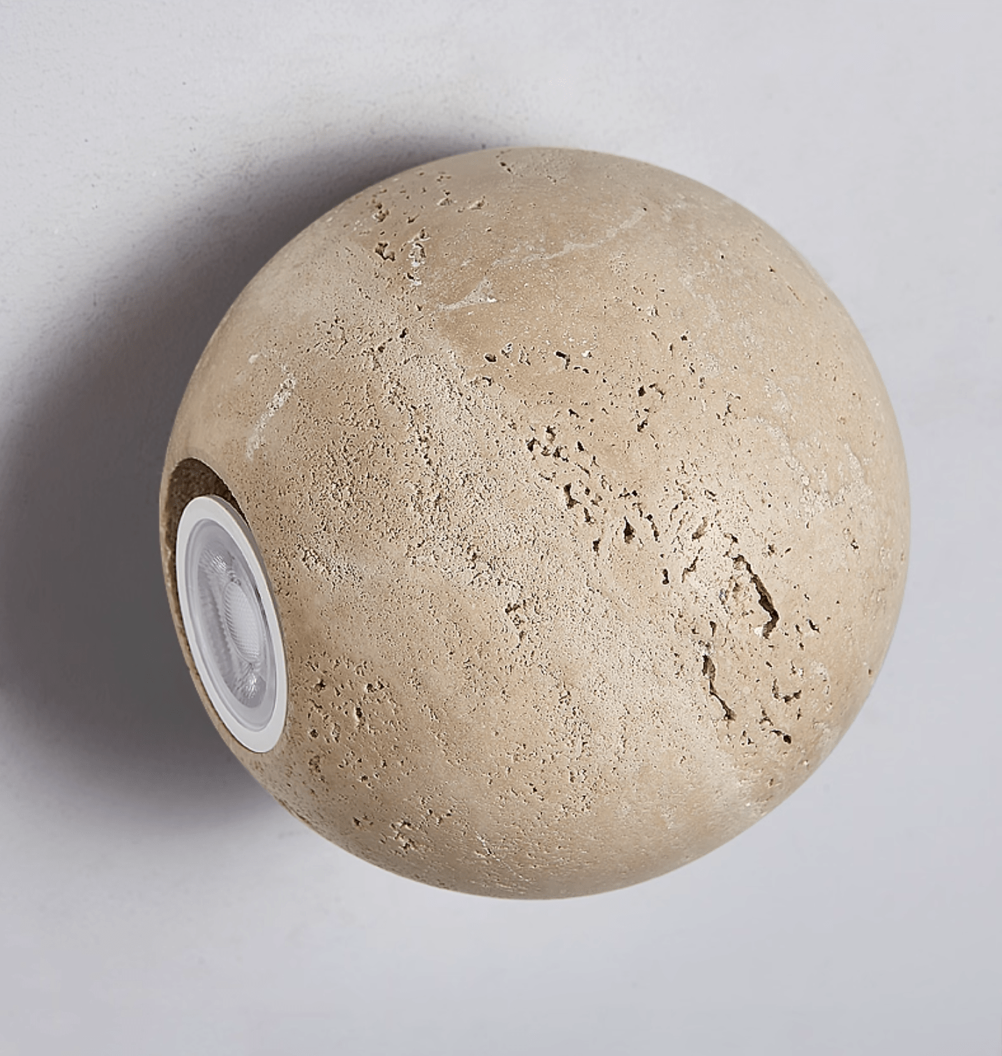 Travertine Globe Wall Sconce-Neutral Decor