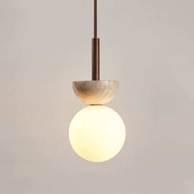 Travertine Half Duo Pendant Light-Neutral Decor