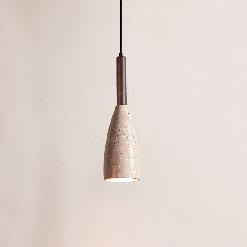 Travertine Teardrop Pendant Light-Neutral Decor