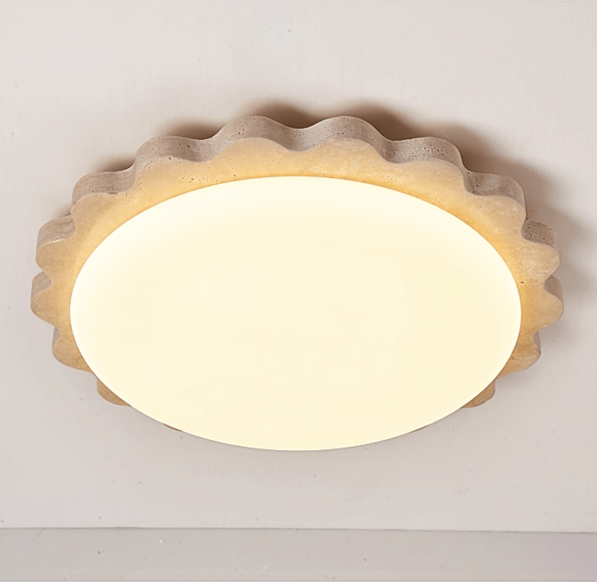 Travertine Scallop Edge Ceiling Light-Neutral Decor