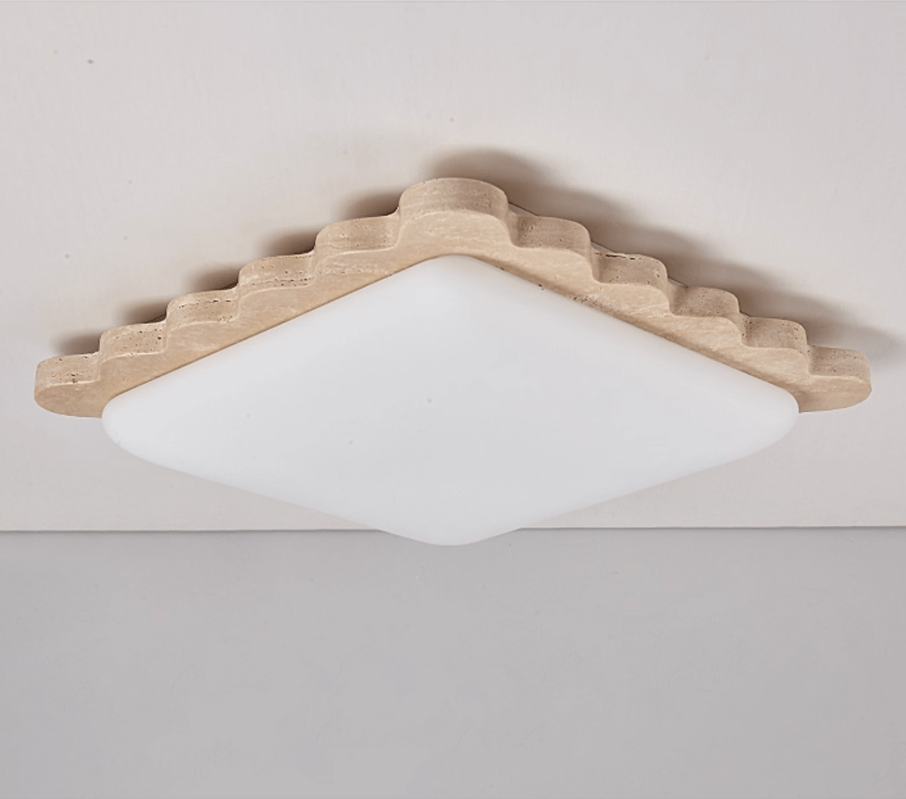 Travertine Scallop Edge Ceiling Light-Neutral Decor