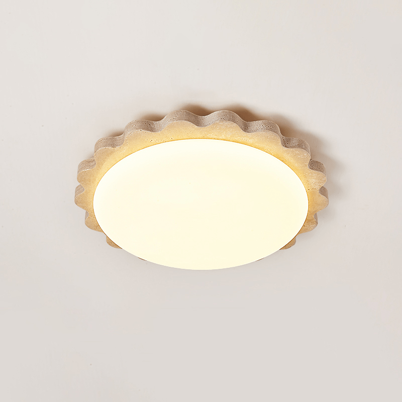Travertine Scallop Edge Ceiling Light-Neutral Decor
