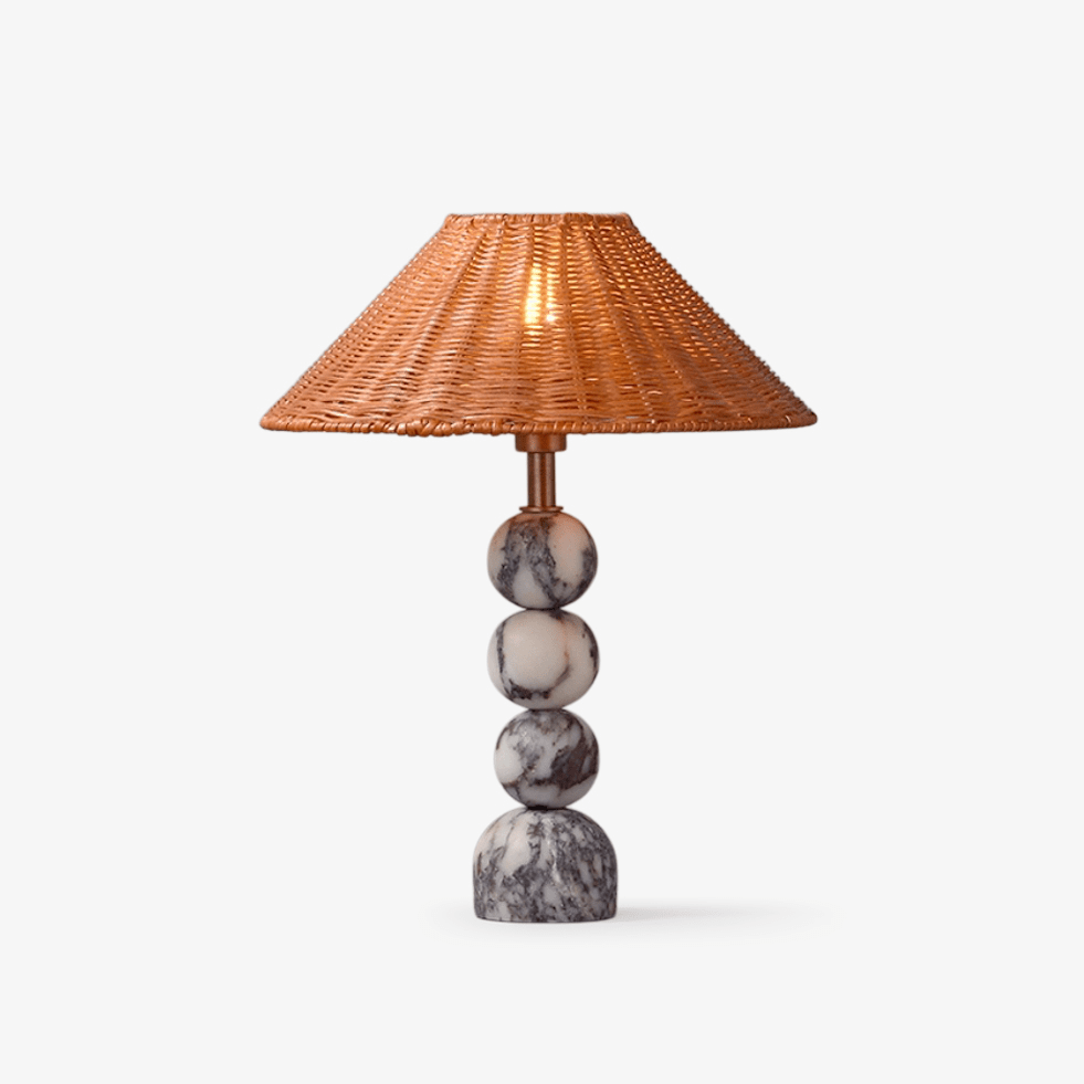 Marble Orb Rattan Table Lamp-Neutral Decor