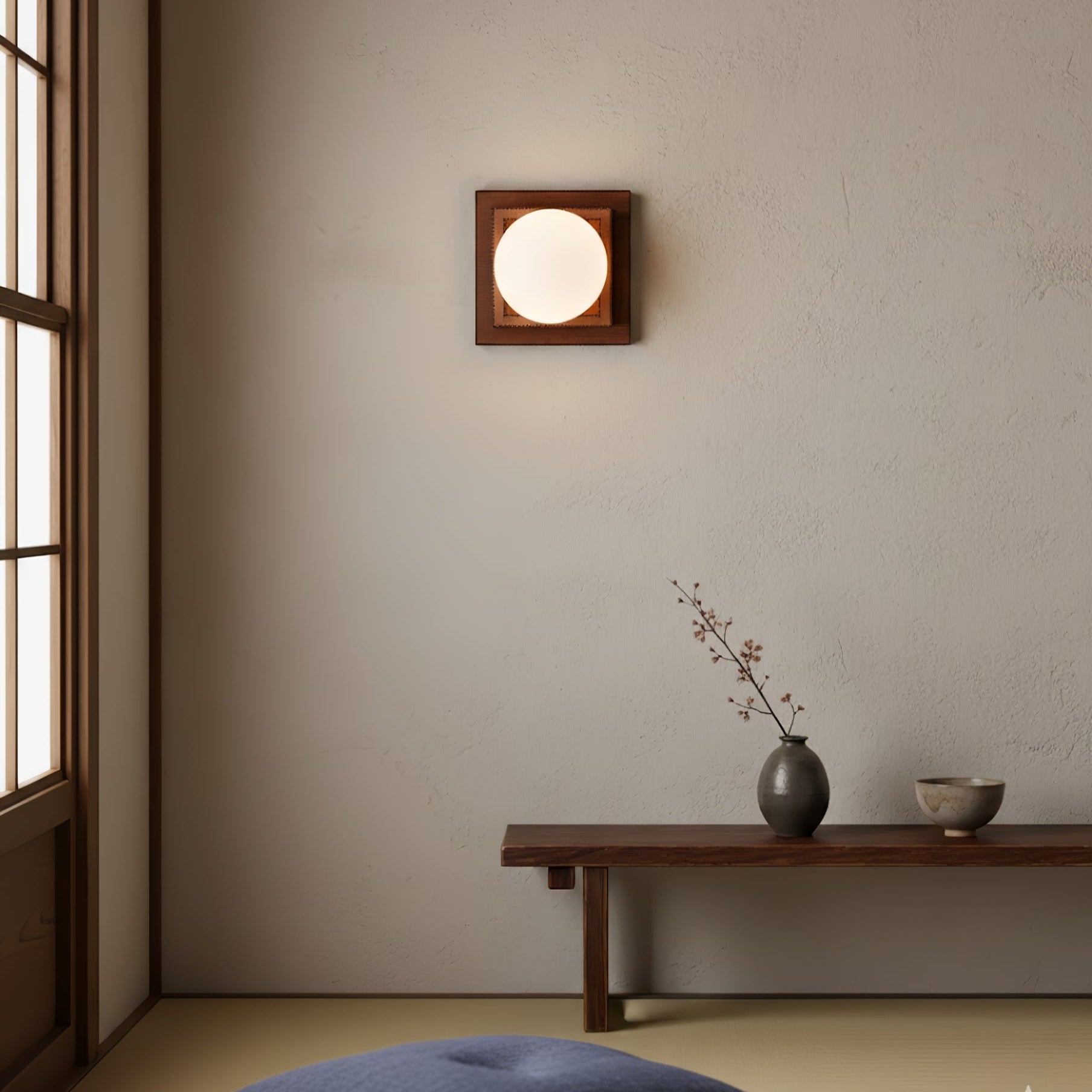 Luna Wood Layered Globe Wall Lamp-Neutral Decor