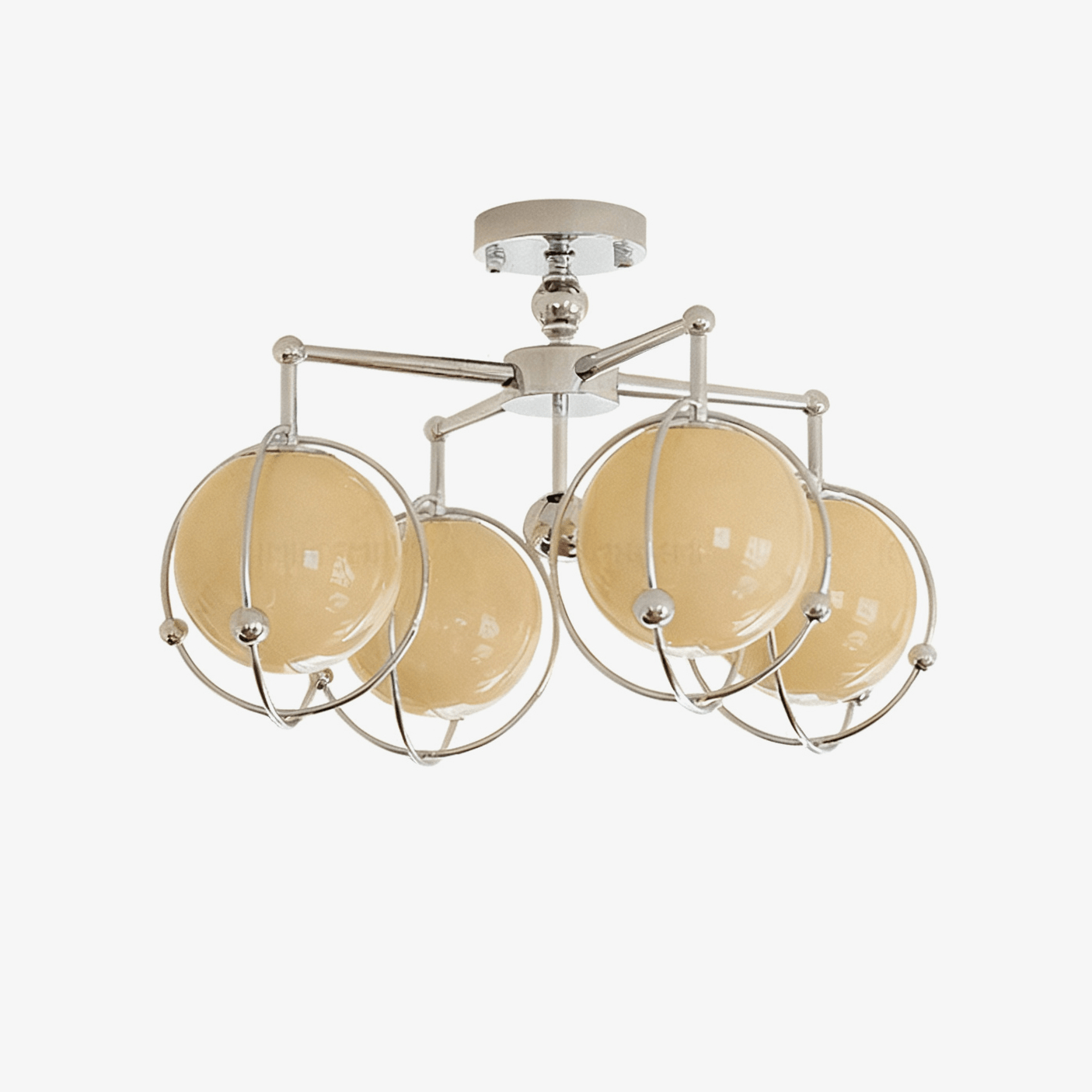 Orb Cage Semi Ceiling Lamp-Neutral Decor