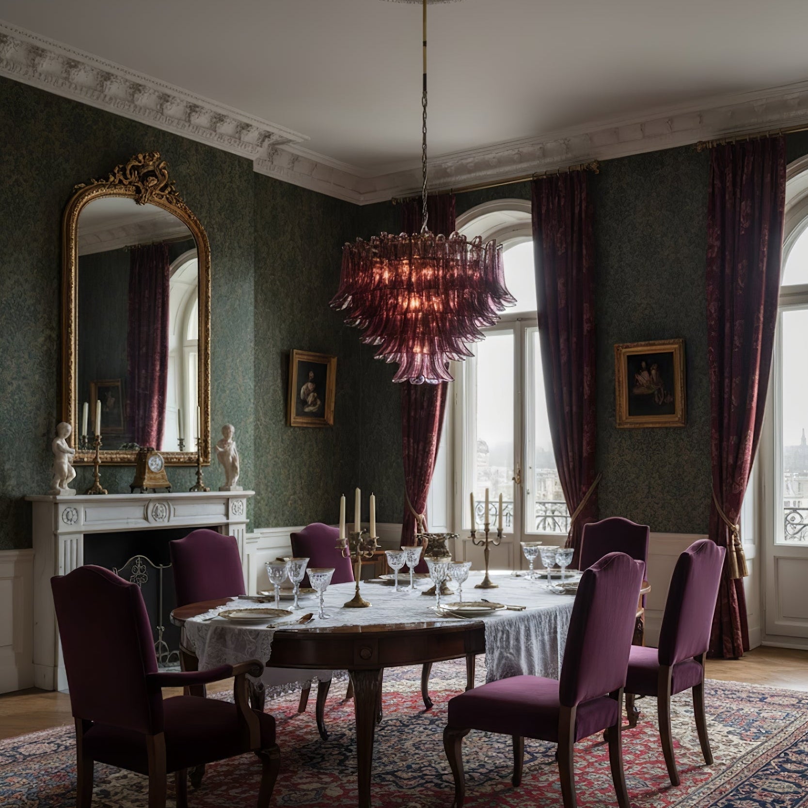 Amethyst Bloom Chandelier-Neutral Decor