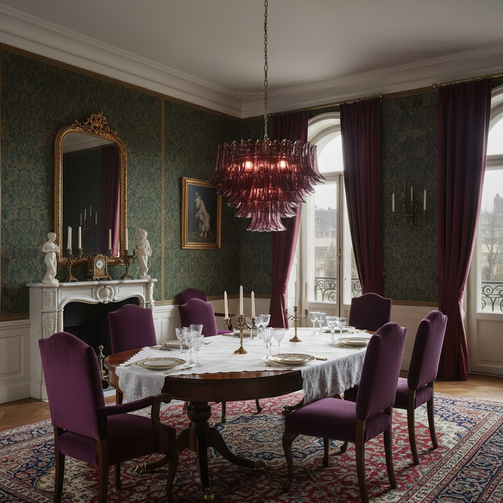 Amethyst Bloom Chandelier-Neutral Decor