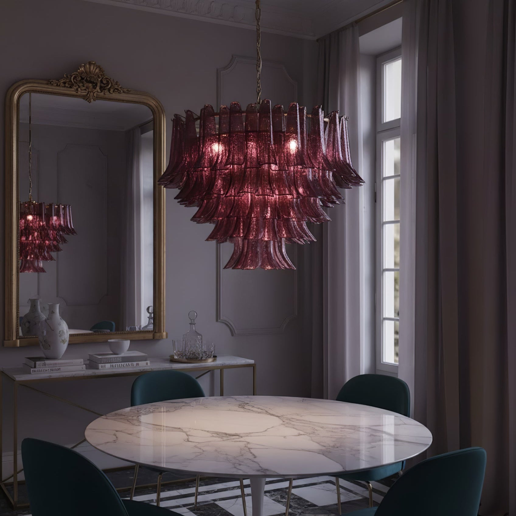 Amethyst Bloom Chandelier-Neutral Decor