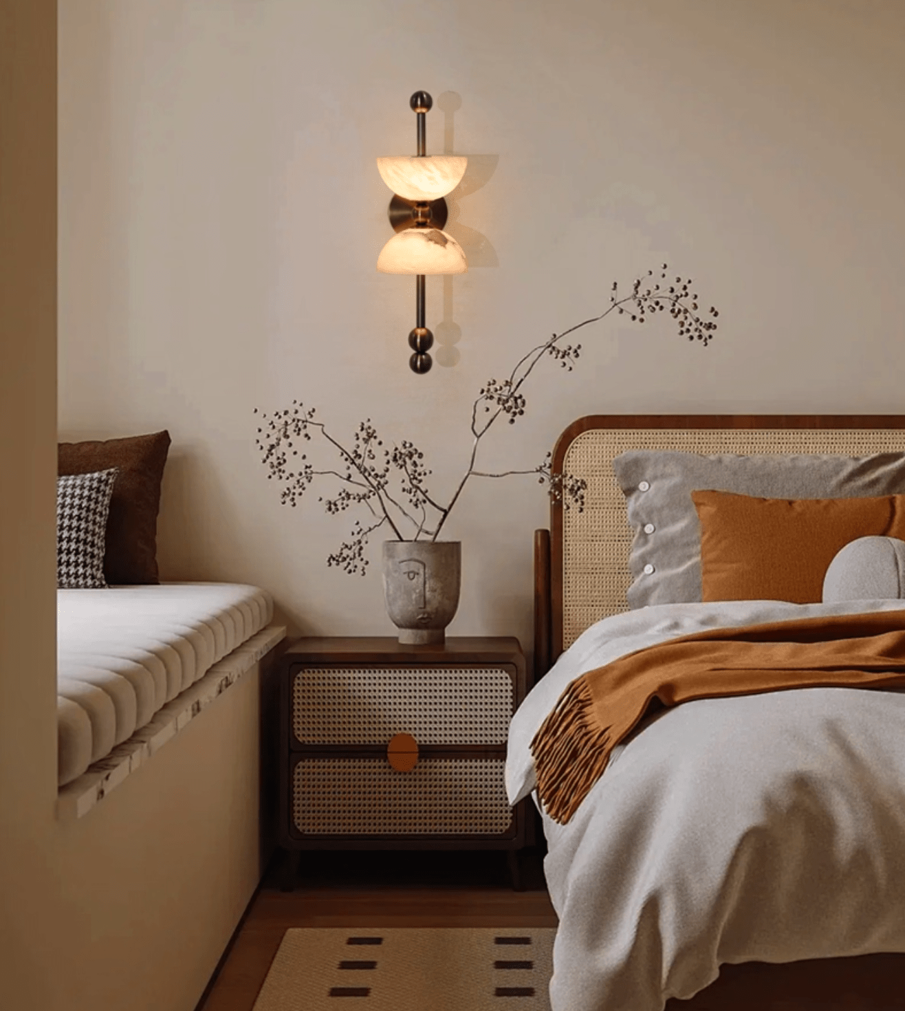 Duo Alabaster Wall Lamp-Neutral Decor