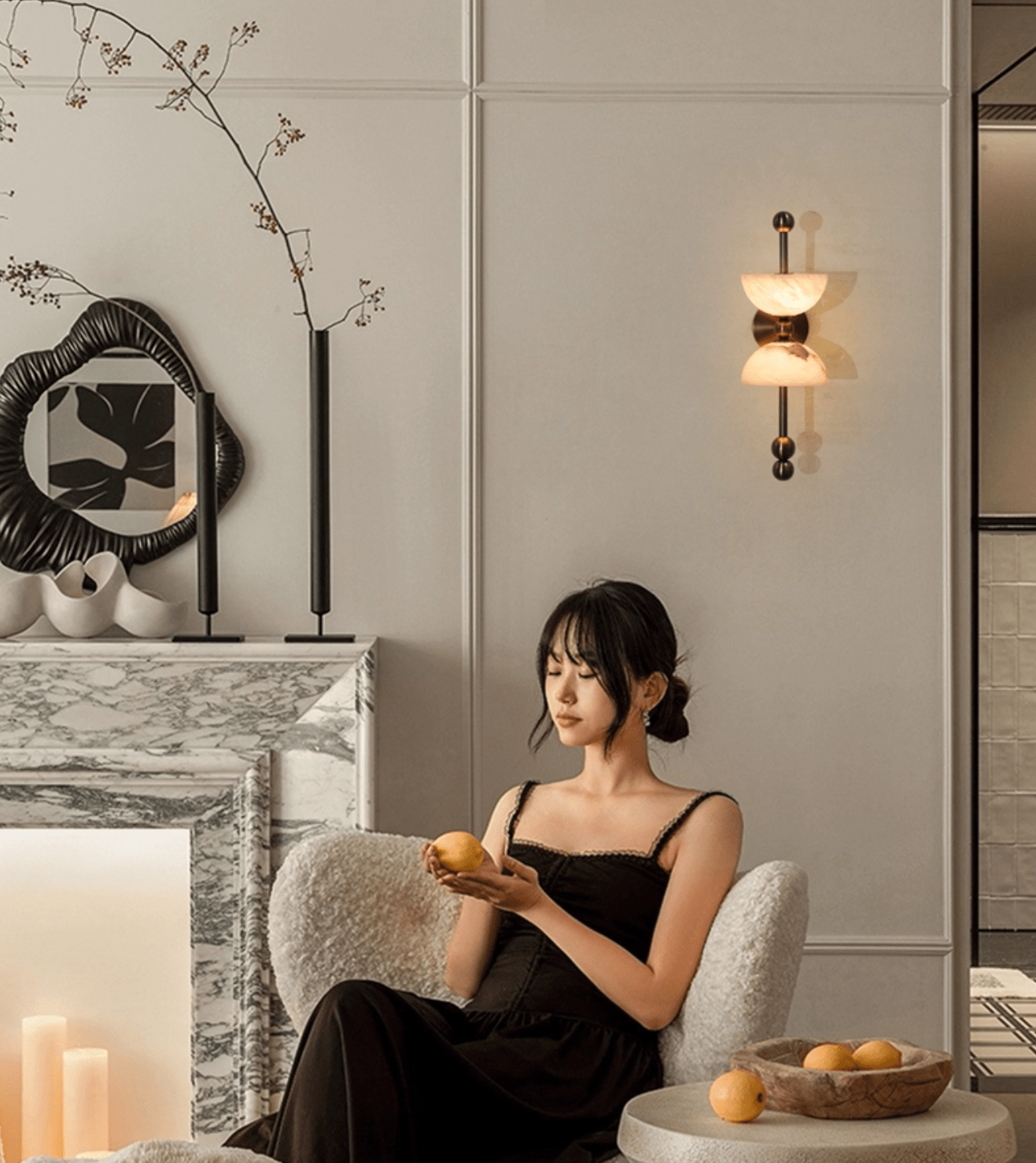 Duo Alabaster Wall Lamp-Neutral Decor