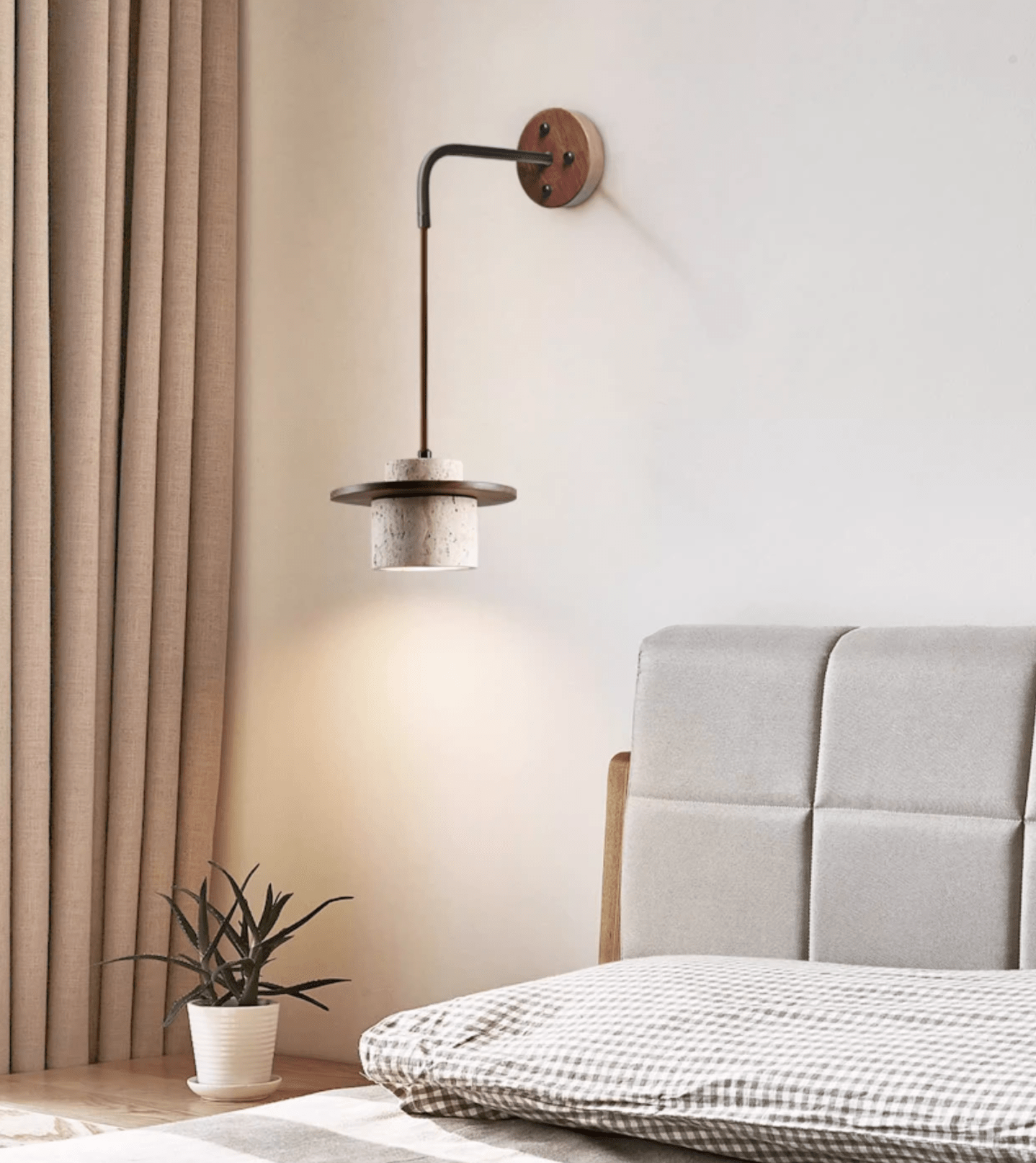 Cylindrical Stone Sconce-Neutral Decor