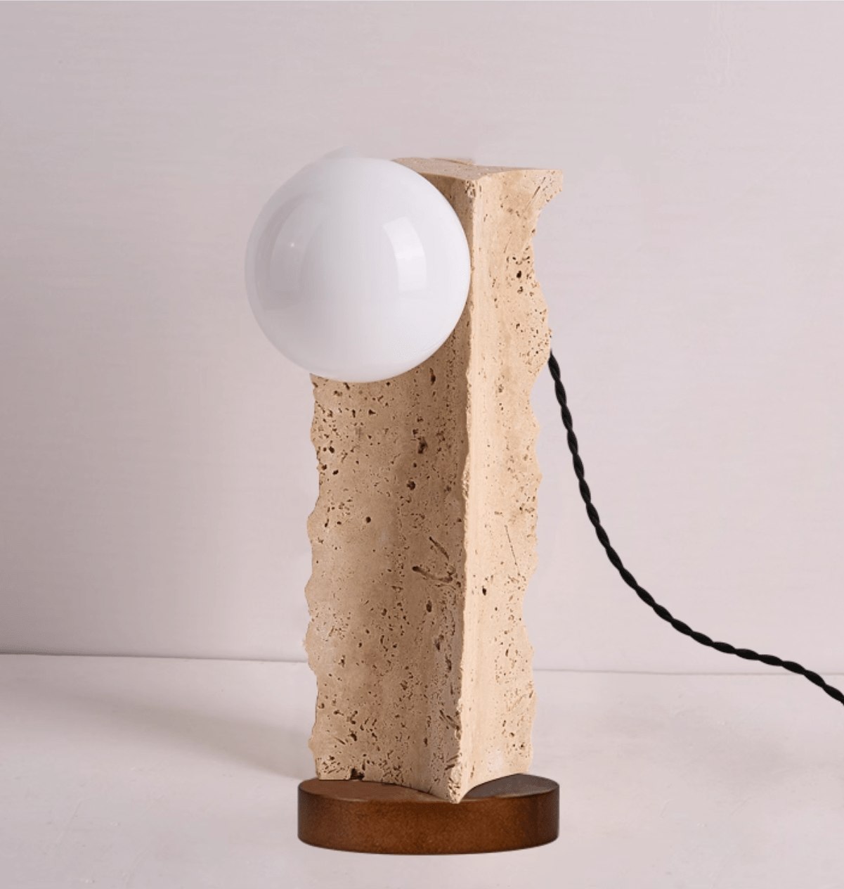 Terra Travertine Orb Table Lamp-Neutral Decor