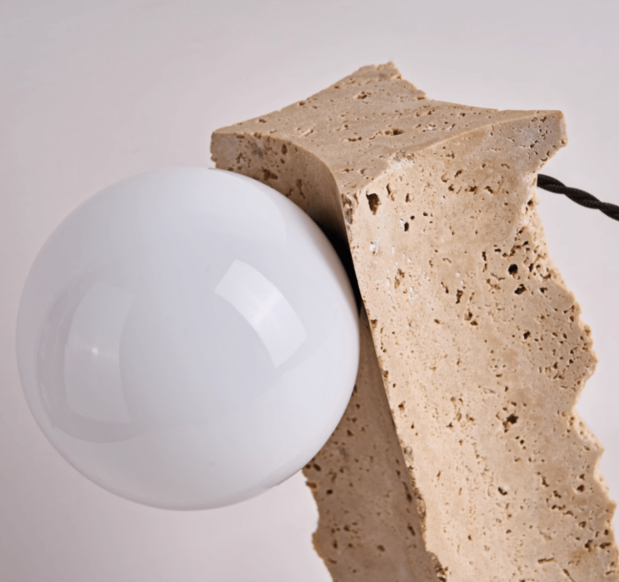 Terra Travertine Orb Table Lamp-Neutral Decor