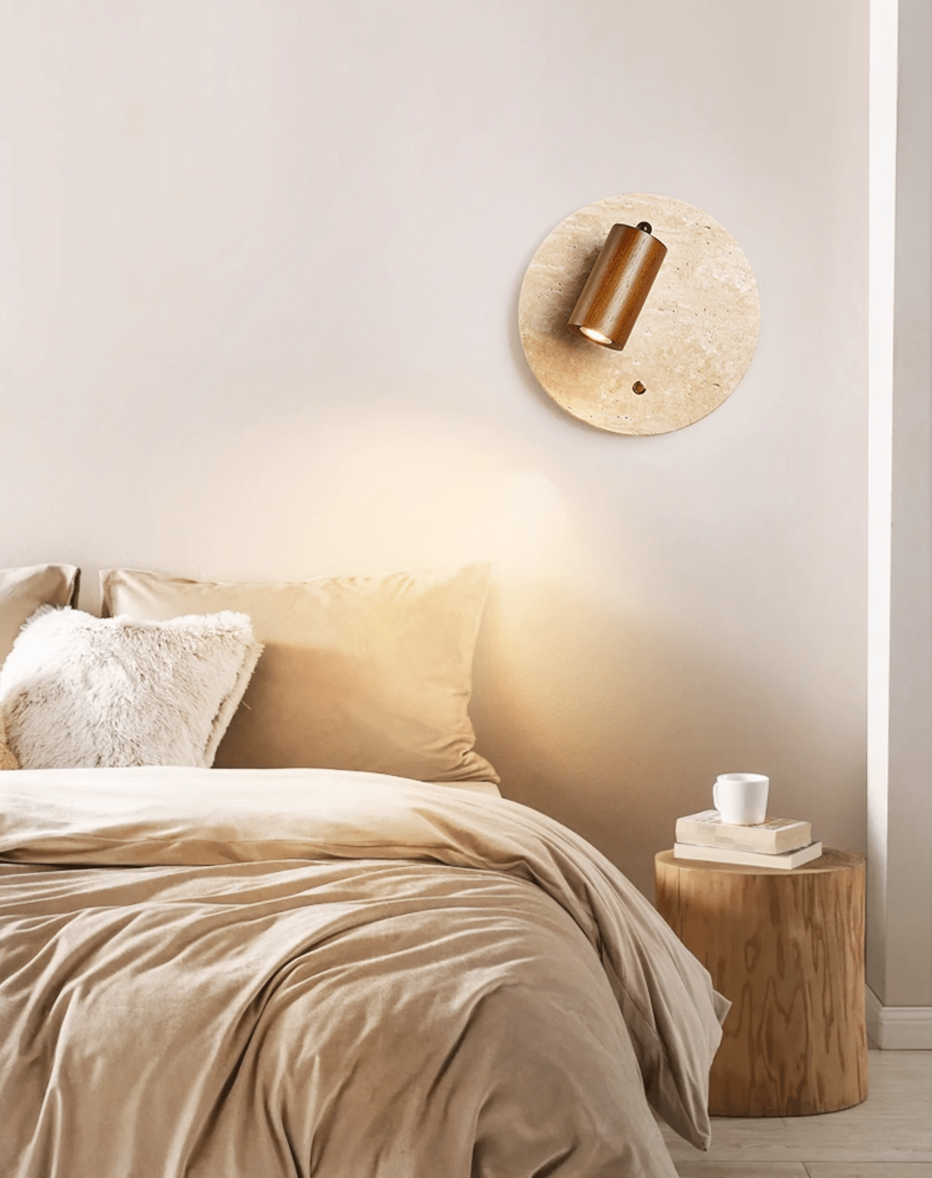 Travertine Spot Wall Sconce-Neutral Decor