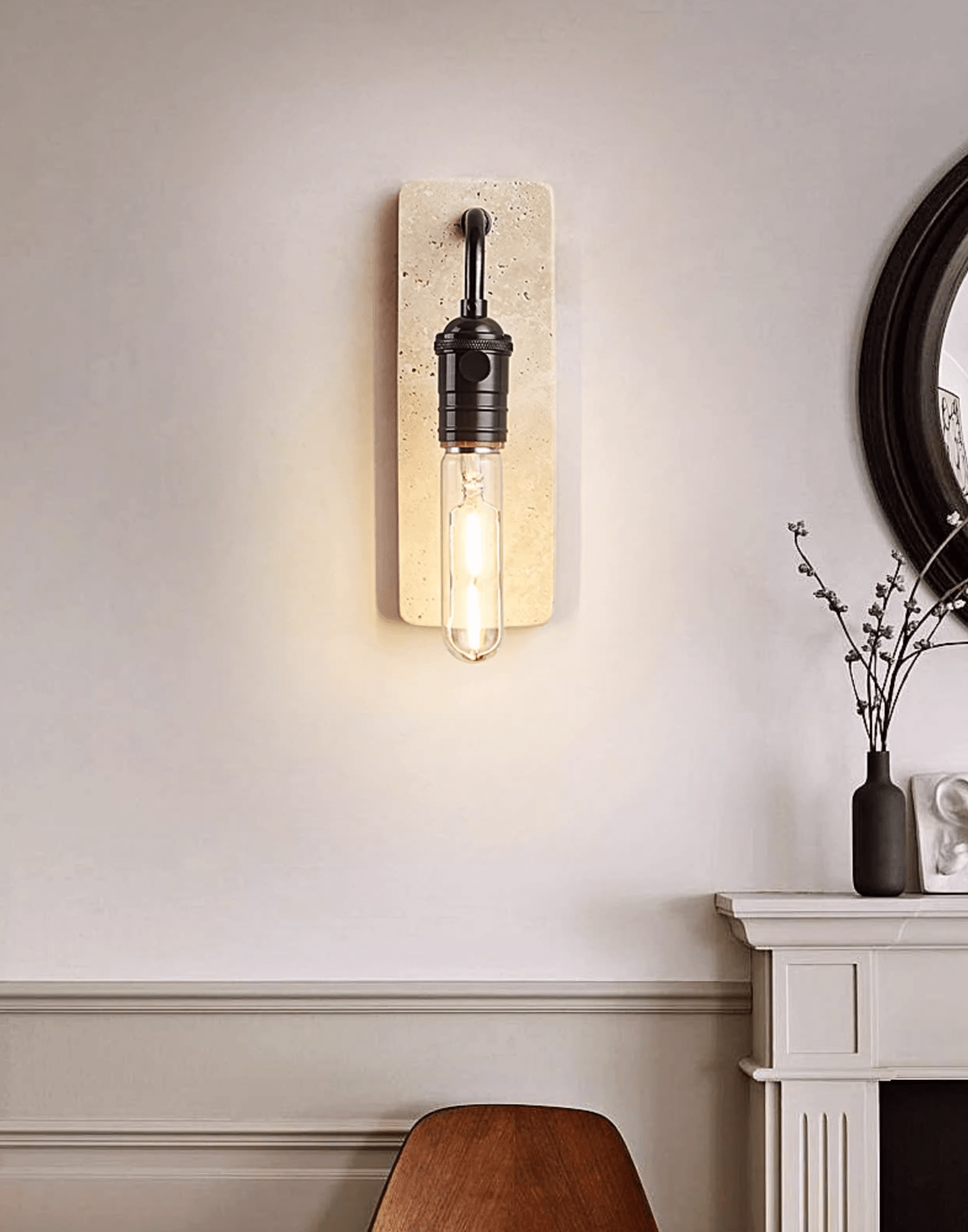 Industrial Stone Sconce-Neutral Decor