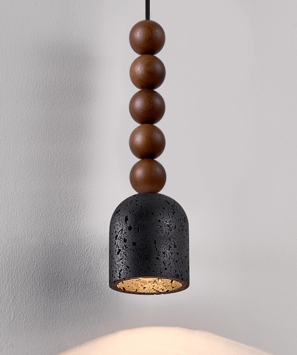 Wood Bead Travertine Pendant Light-Neutral Decor