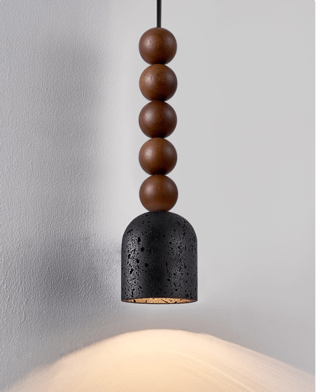 Wood Bead Travertine Pendant Light-Neutral Decor