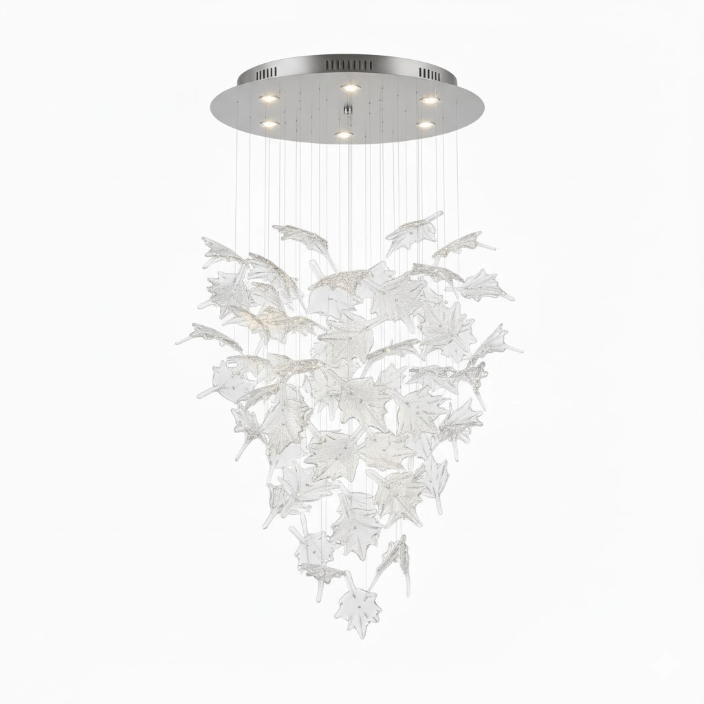 Multicolor Crystal Maple Leaf Chandelier-Neutral Decor