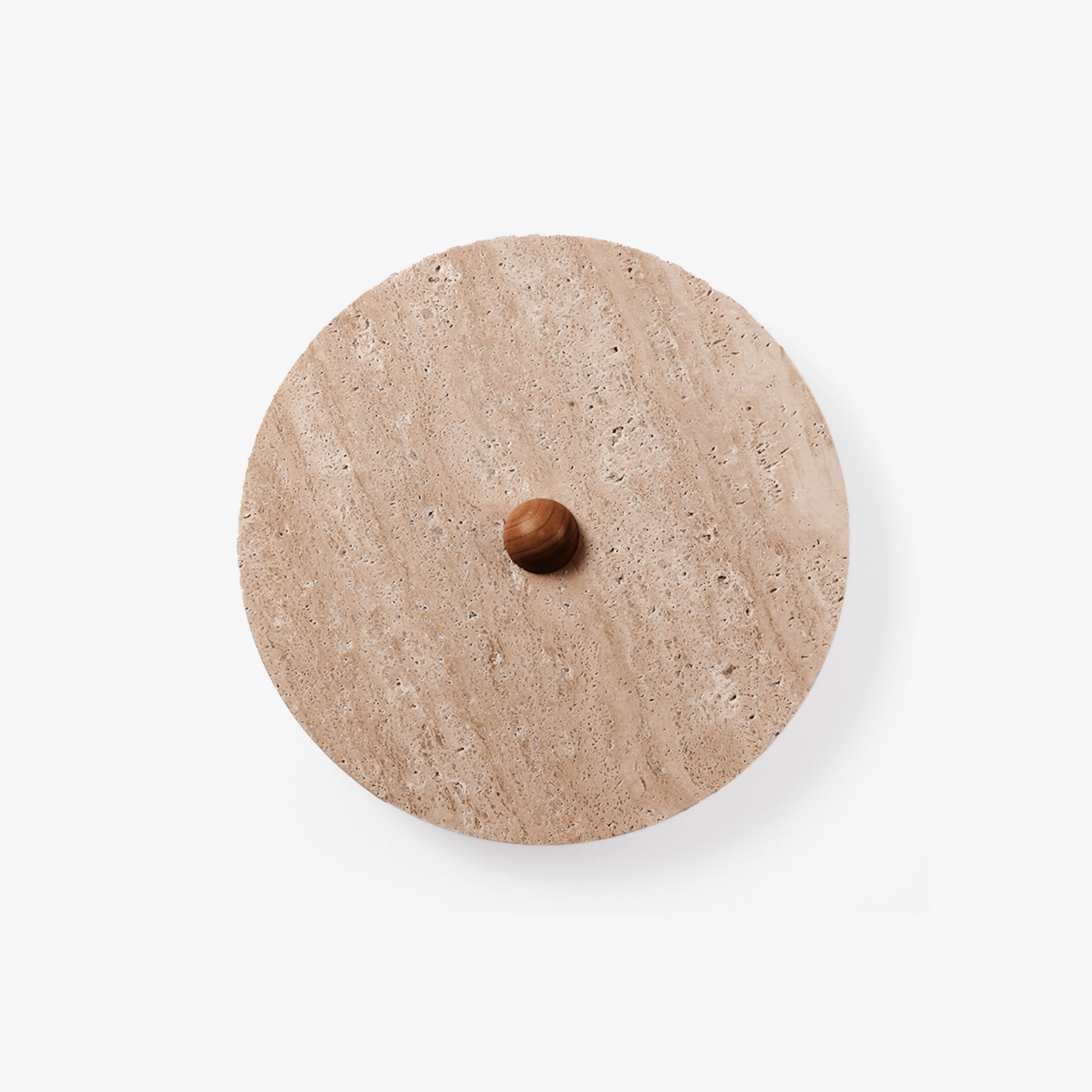 Round Travertine Disk Wall Lamp-Neutral Decor