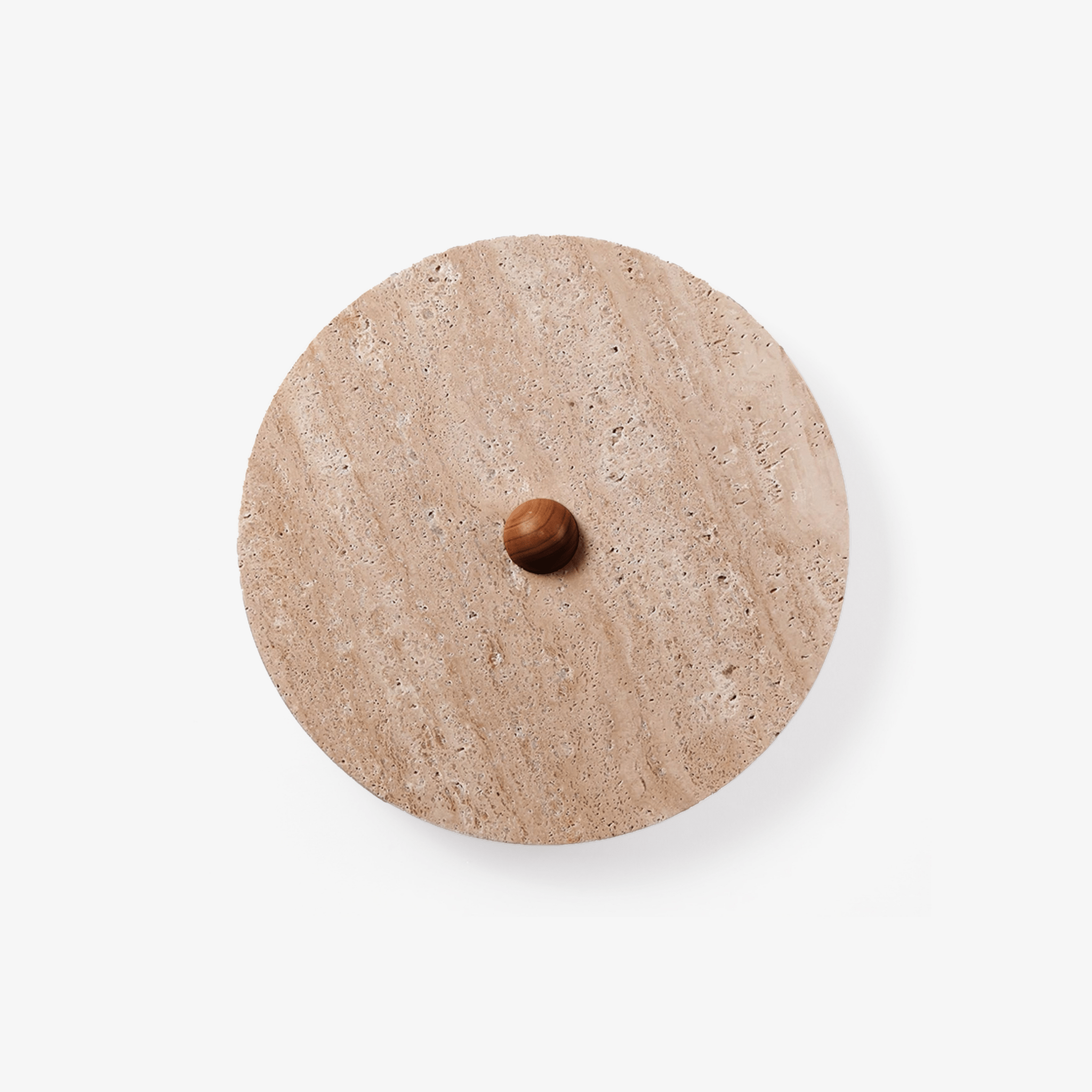 Round Travertine Disk Wall Lamp-Neutral Decor