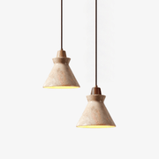 Ember Travertine Cone Pendant Lamp-Neutral Decor