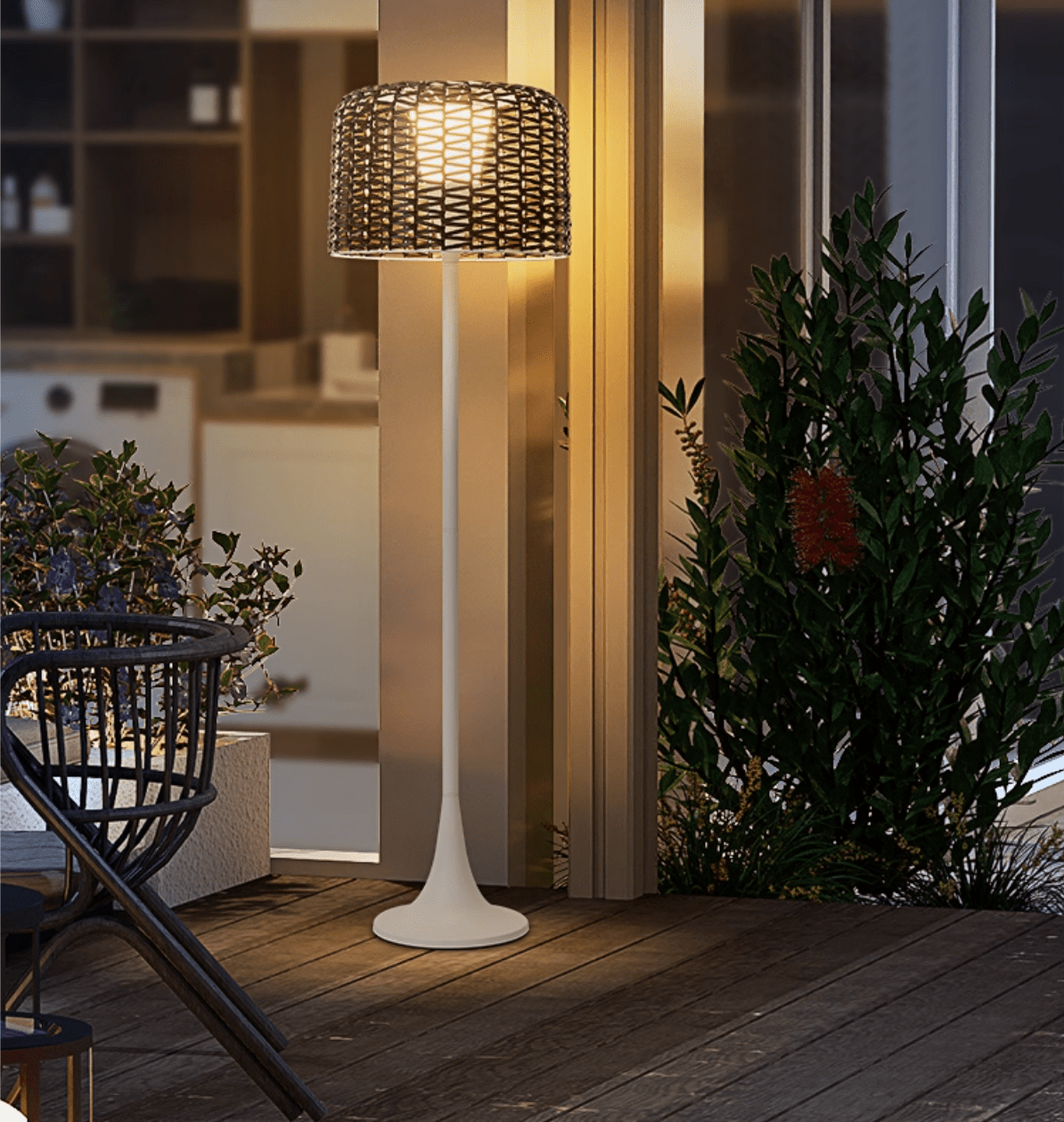Callum Woven Solar Floor Lamp-Neutral Decor