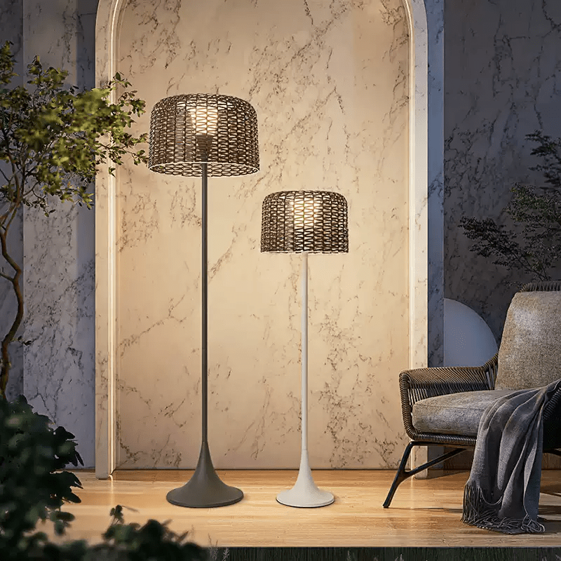 Callum Woven Solar Floor Lamp-Neutral Decor