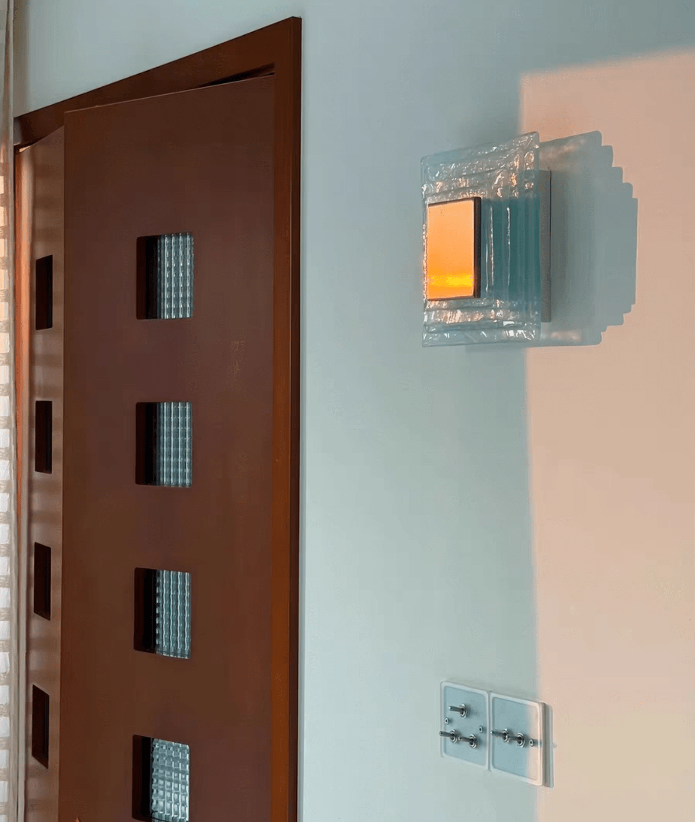Cleo Glass Water Cube Cascade Sconce-Neutral Decor