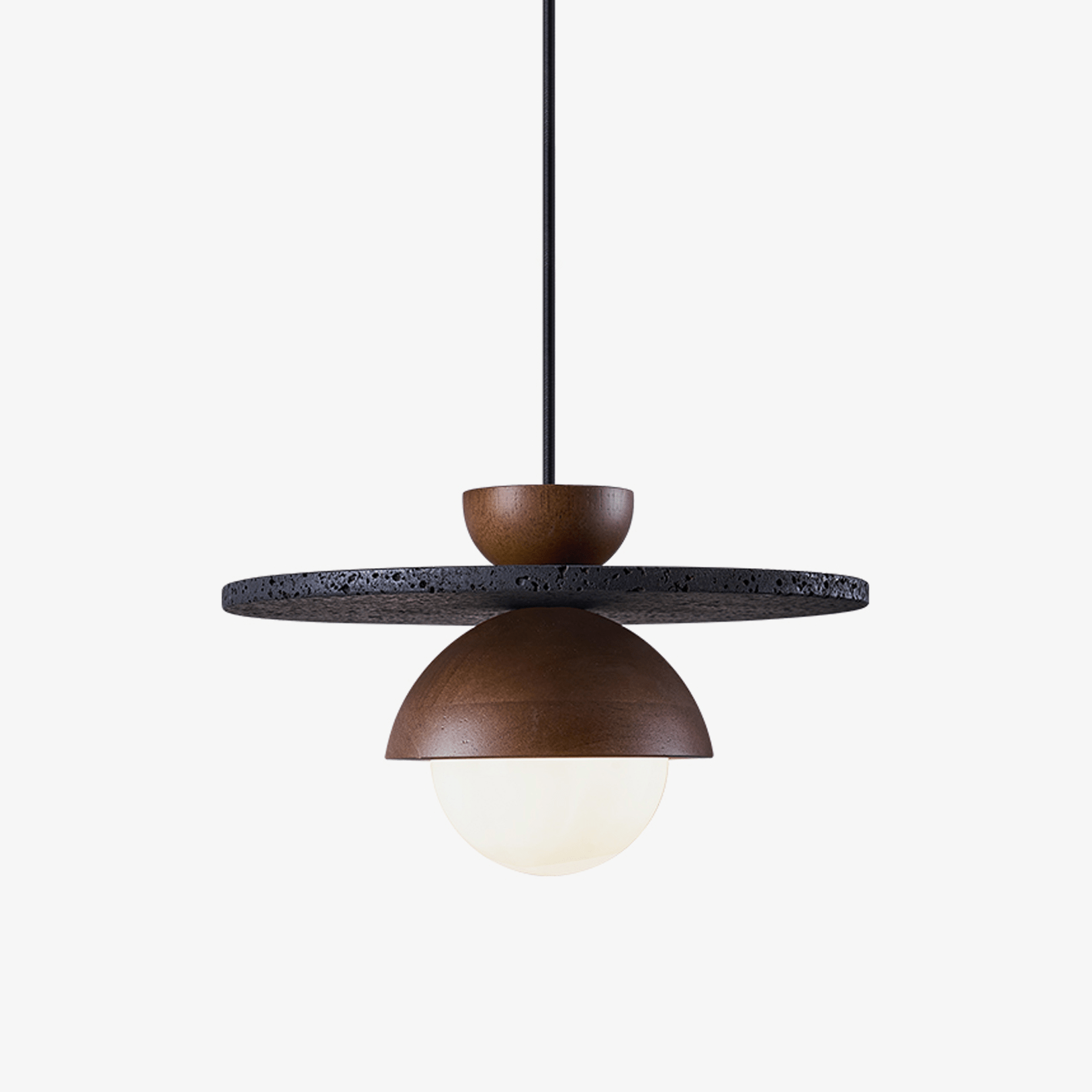 Ezra Orbit Black Travertine Pendant Lamp-Neutral Decor