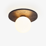 Otto Black Travertine Globe Ceiling Lamp-Neutral Decor