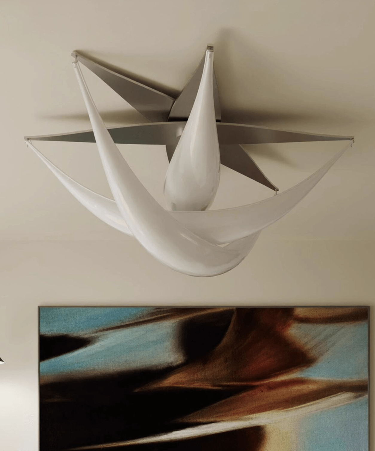Maia Contemporary White Resin Ceiling Lamp-Neutral Decor