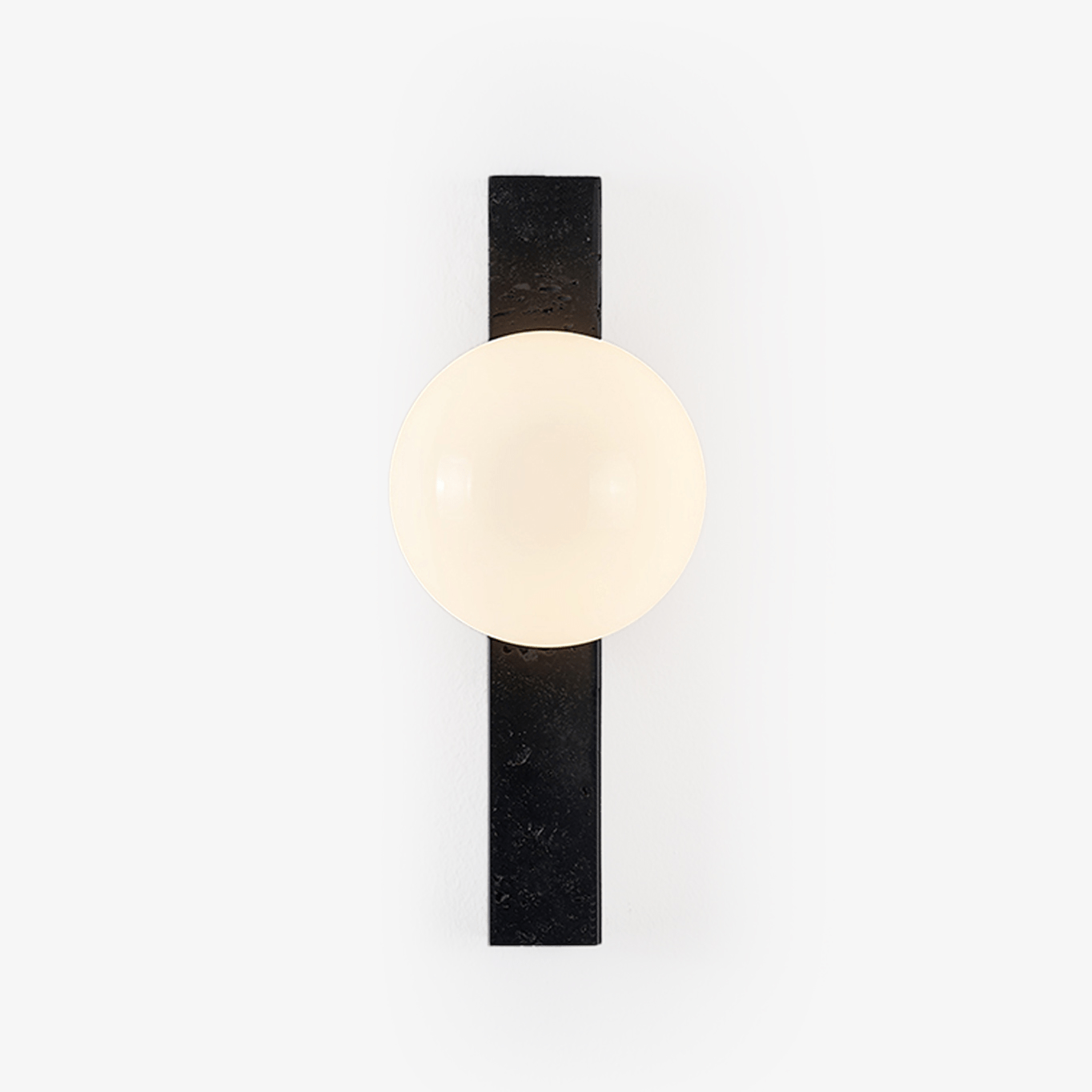 Aria Globe Black Travertine Sconce-Neutral Decor