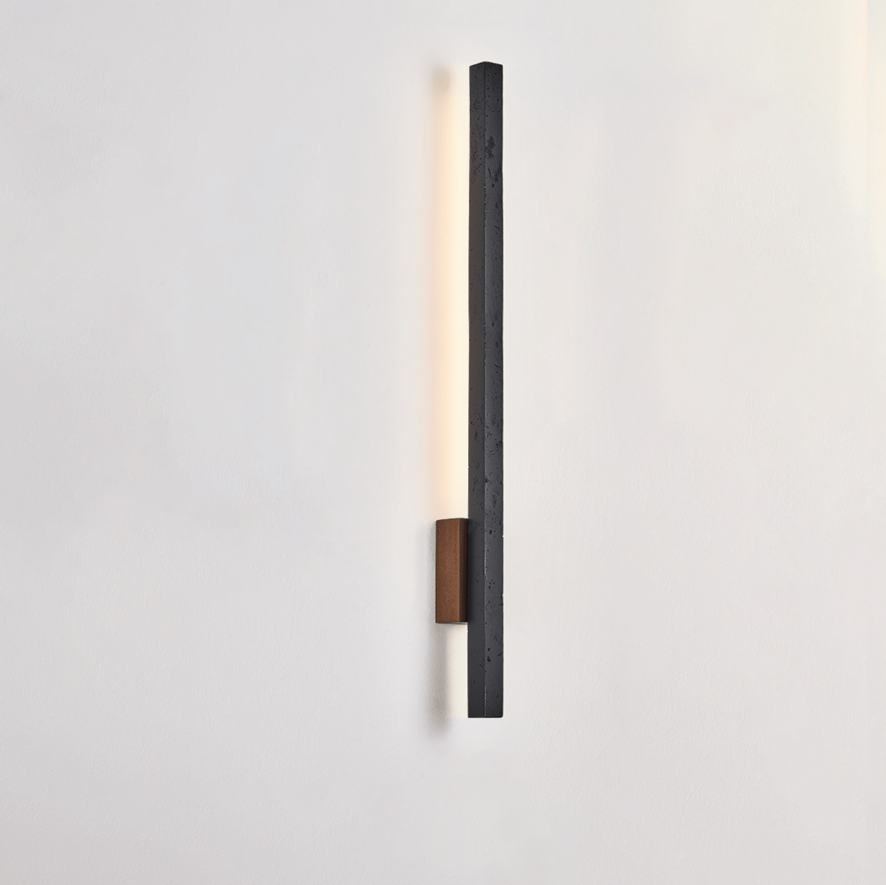 Leon Minimalist Black Travertine Pillar Sconce-Neutral Decor