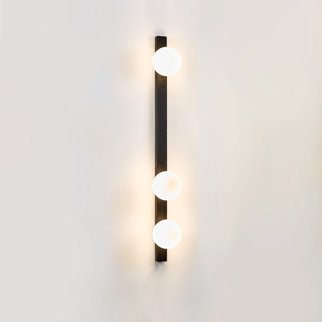 Aria Globe Black Travertine Sconce-Neutral Decor