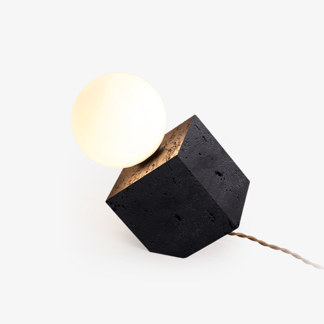 Milo Minimalist Black Travertine Table Lamp-Neutral Decor