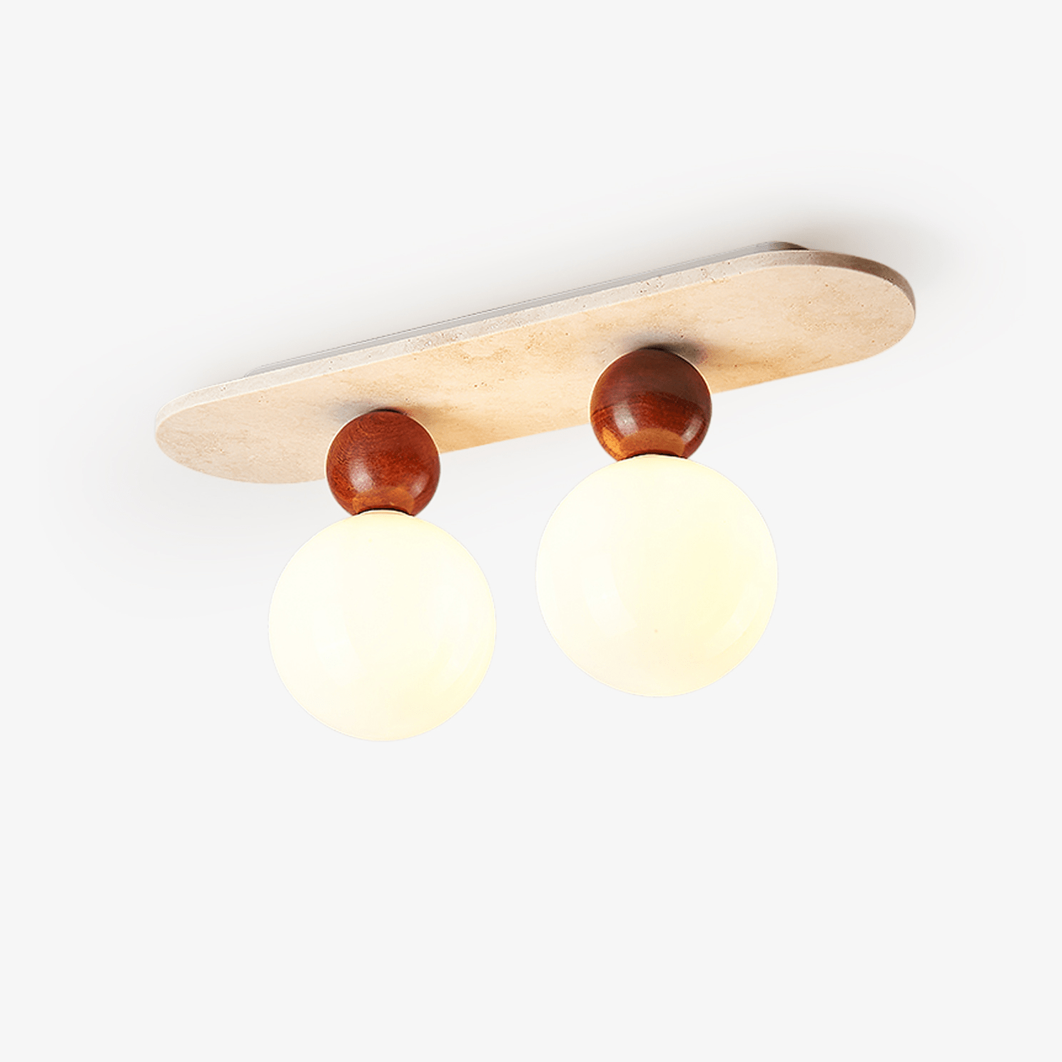 Vera Spherical Yellow Travertine Ceiling Lamp-Neutral Decor