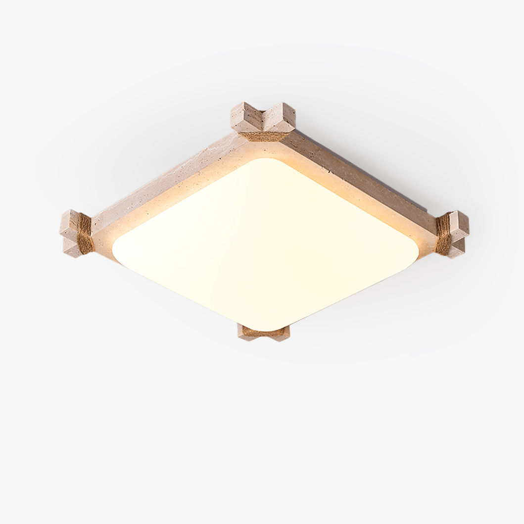 Arlo Square Yellow Travertine Ceiling Lamp-Neutral Decor