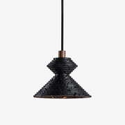Elia Black Travertine Layered Texture Pendant Lamp-Neutral Decor