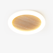 Kaia Minimal Yellow Travertine Halo Ceiling Light-Neutral Decor