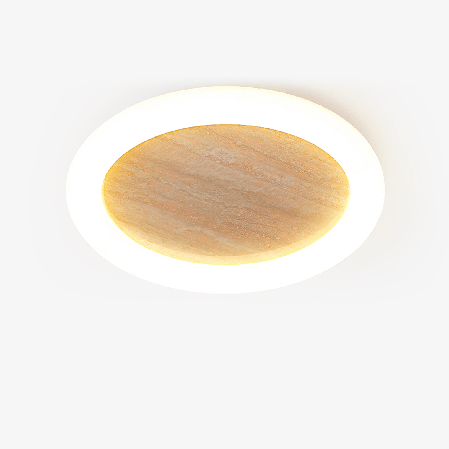 Kaia Minimal Yellow Travertine Halo Ceiling Light-Neutral Decor