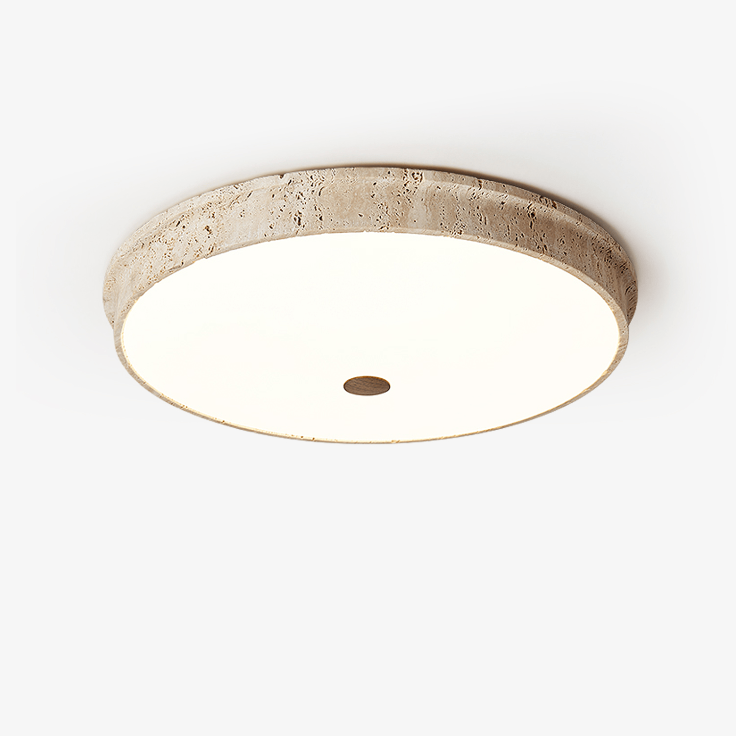 Kira Disc Yellow Travertine Ceiling Lamp-Neutral Decor