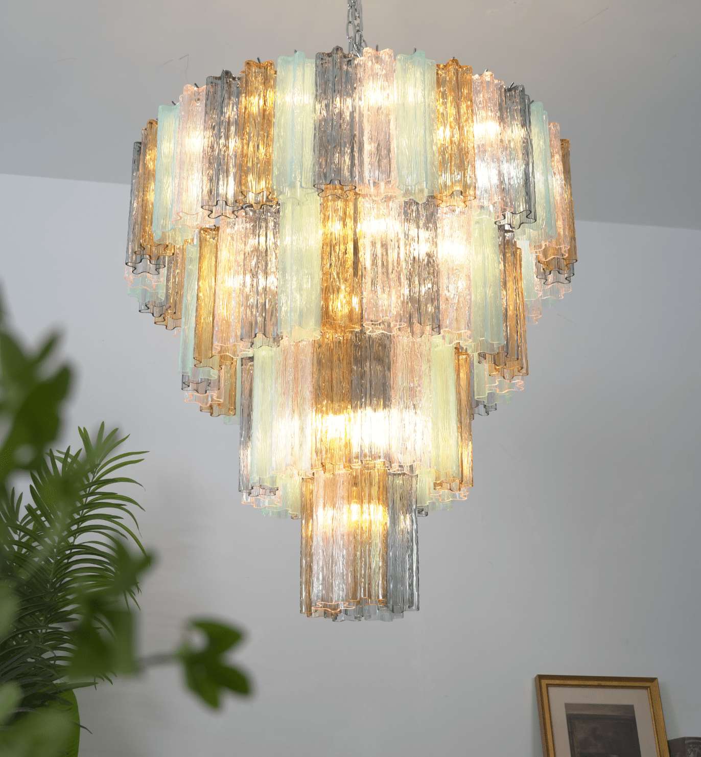 Kobi Eclat Elegant Colorful Glass Prism Chandelier-Neutral Decor