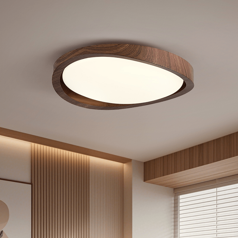 Walnut Curved Edge Ceiling Light-Neutral Decor