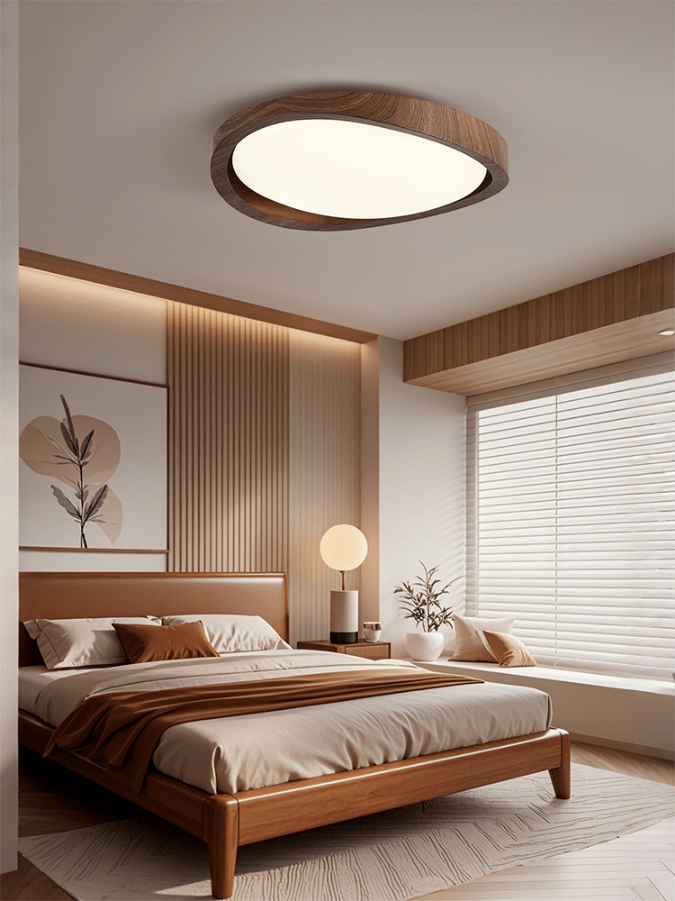 Walnut Curved Edge Ceiling Light-Neutral Decor