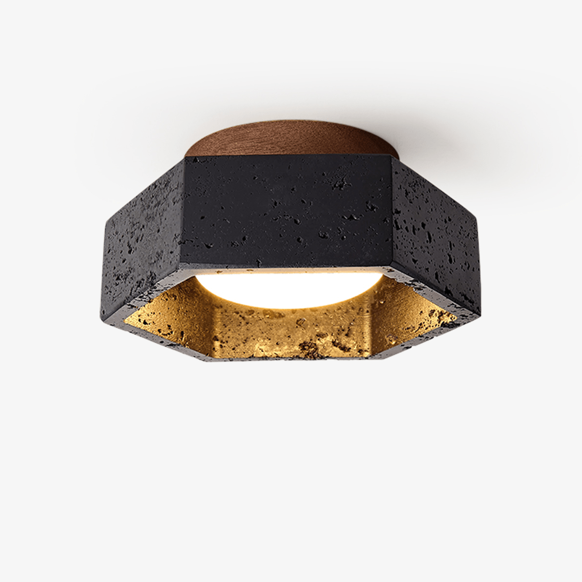 Yara Hexagon Black Travertine Ceiling Lamp-Neutral Decor