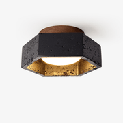 Yara Hexagon Black Travertine Ceiling Lamp-Neutral Decor