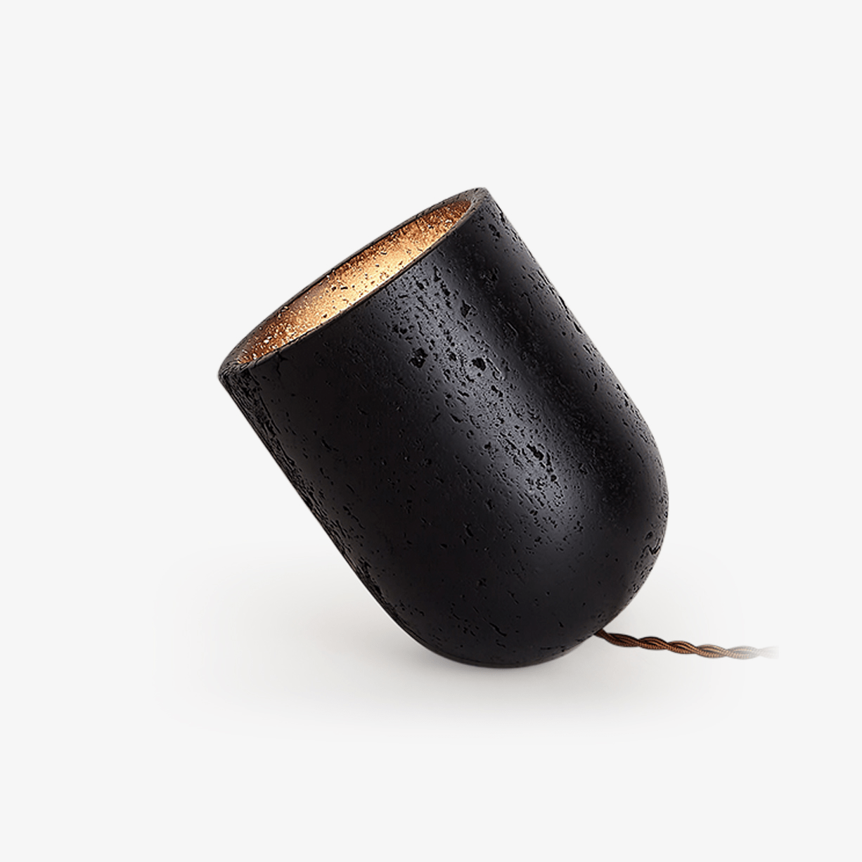 Lumi Minimalist Black Travertine Table Lamp-Neutral Decor